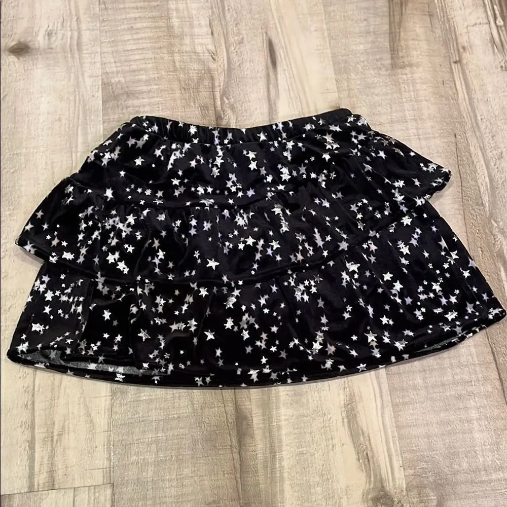Old Navy Tiered Ruffled Black & Silver Velvet Skirt size medium